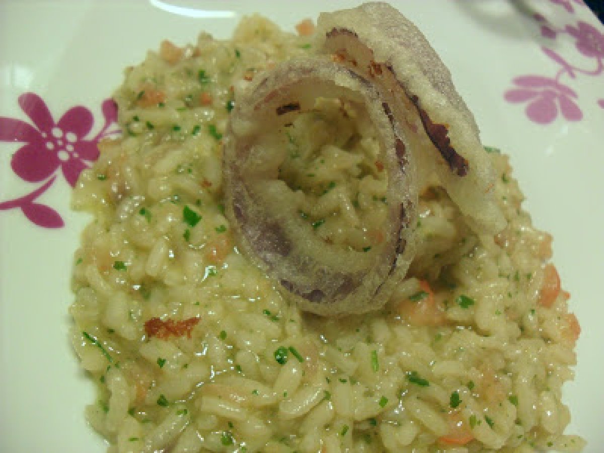 Risotto ai Crostacei mantecato al Limone con Onion Ring