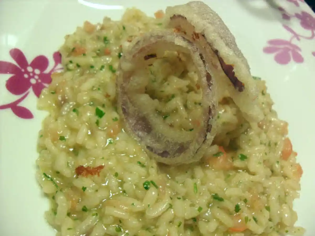 Risotto ai Crostacei mantecato al Limone con Onion Ring