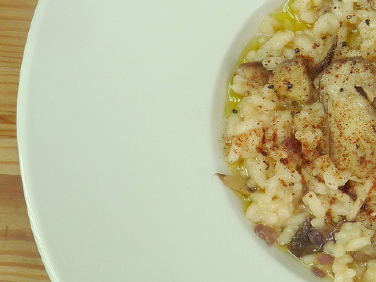 Risotto ai funghi all'Armagnac e cannella