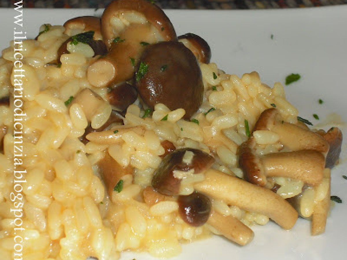 Risotto ai funghi chiodini con lo spumante rosé Ricetta Petitchef