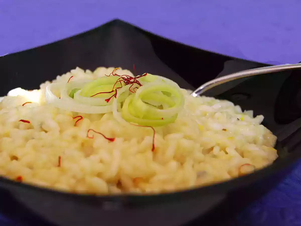 Risotto ai porri con zafferano e gorgonzola