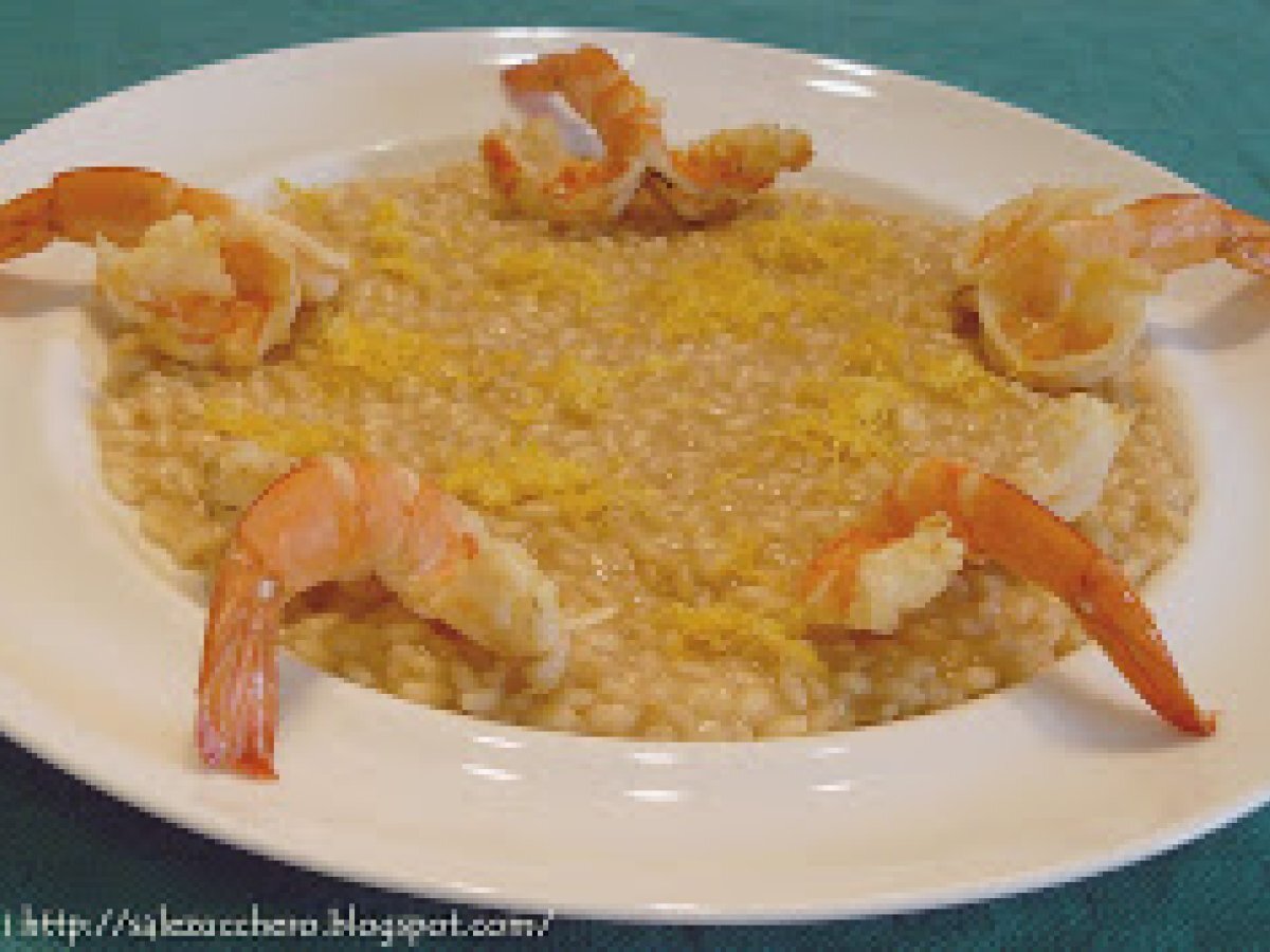 Risotto al thè verde, gamberi e limone