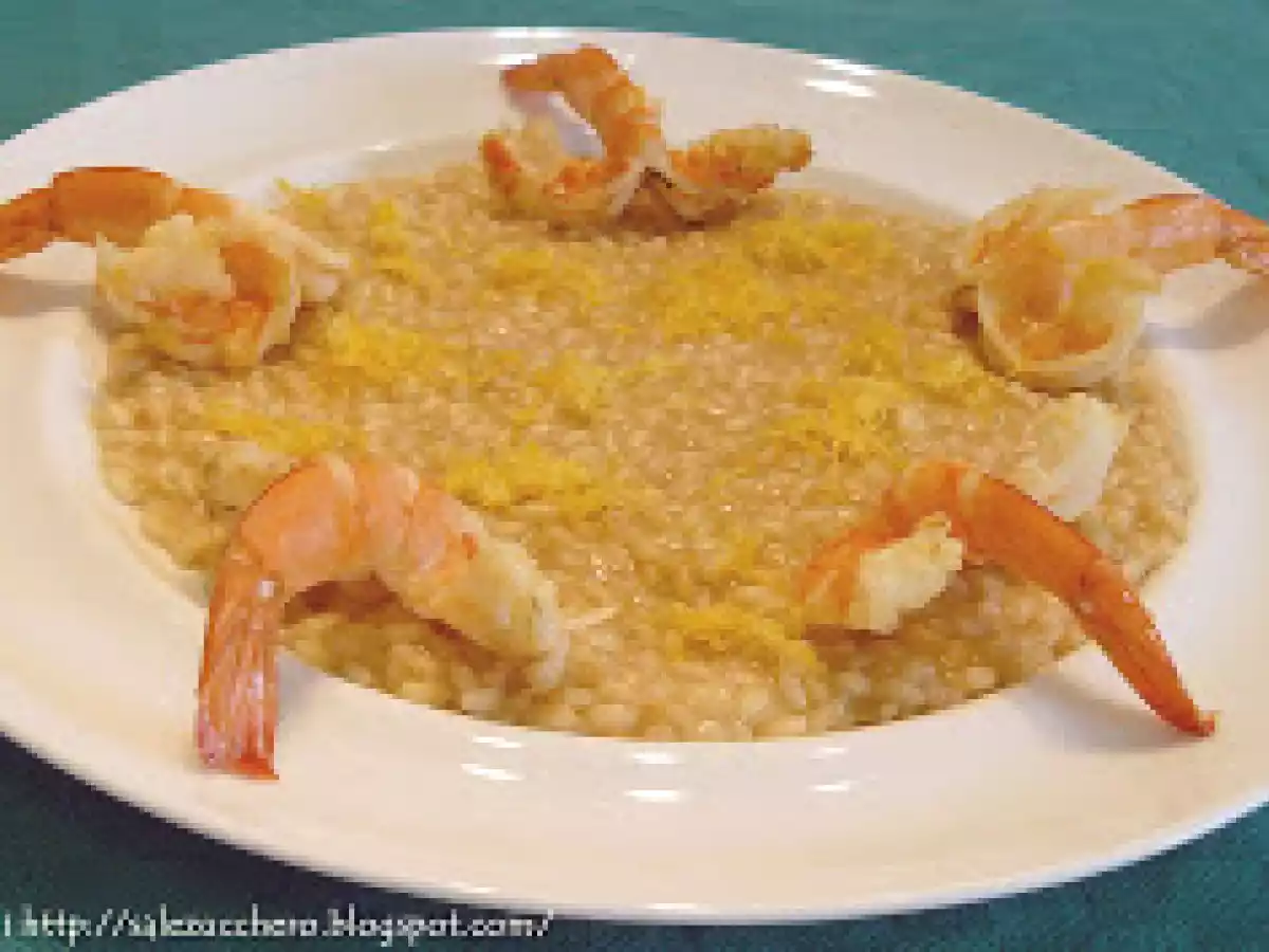 Risotto al thè verde, gamberi e limone