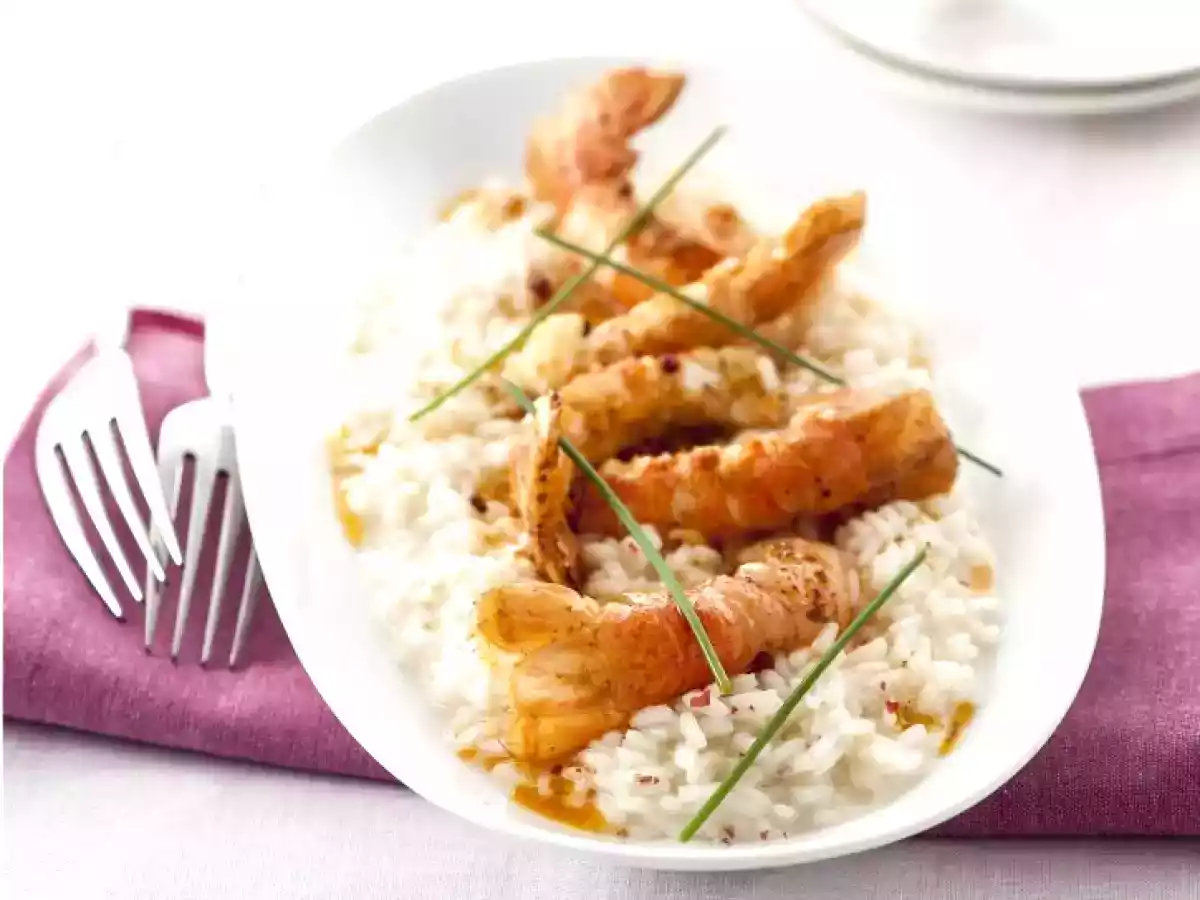 Risotto allo spumante con scampi e paprica
