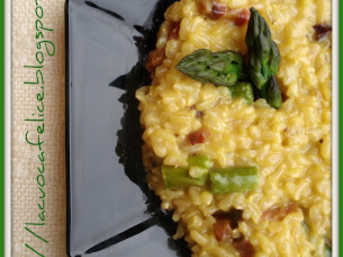 RISOTTO ALLO ZAFFERANO CON ASPARAGI E PANCETTA