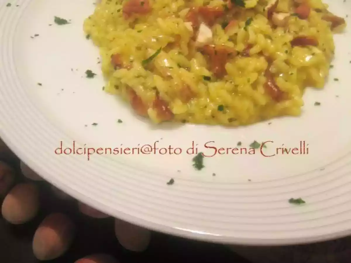 RISOTTO ALLO ZAFFERANO CON FINFERLI, PORCINI E NOCCIOLE di Dolcipensieri