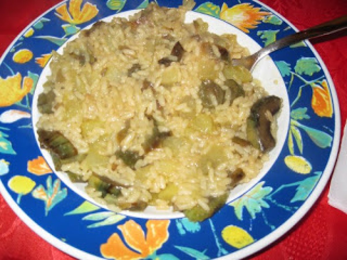 Risotto carciofi e patate allo zafferano