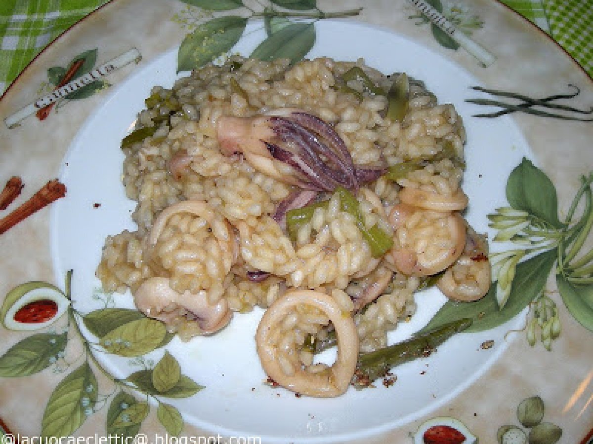 Risotto con calamari e carciofi