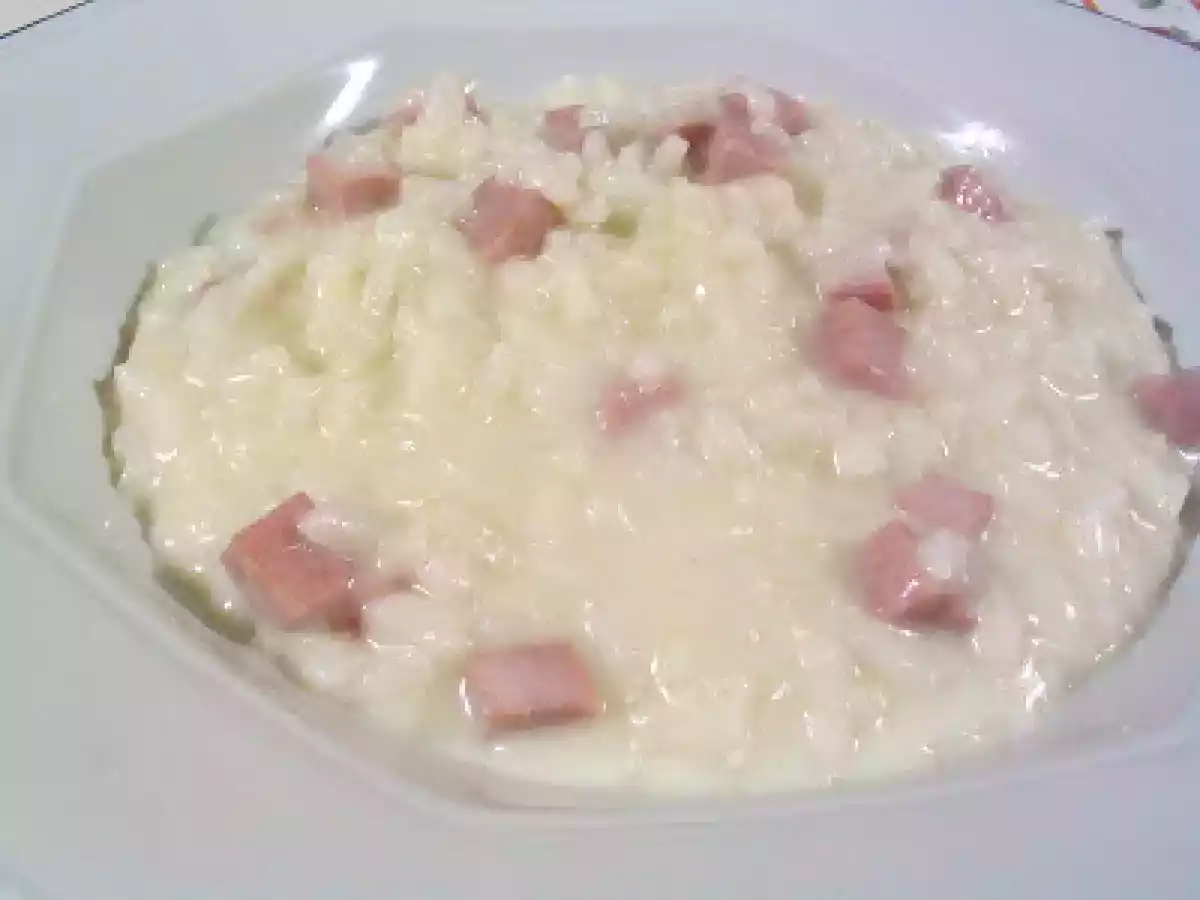 Risotto con cubetti di prosciutto cotto