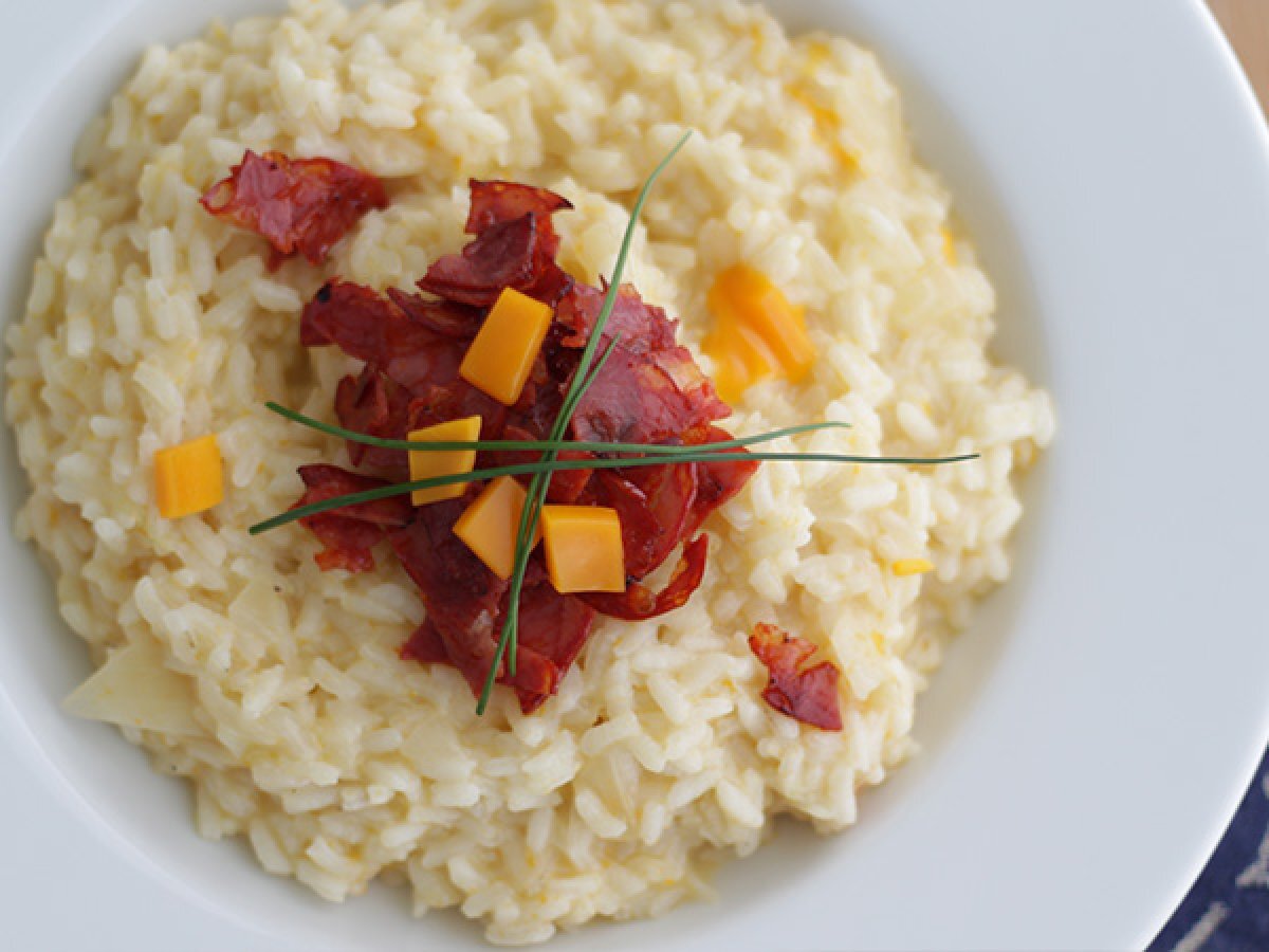 Risotto con formaggio e chorizo