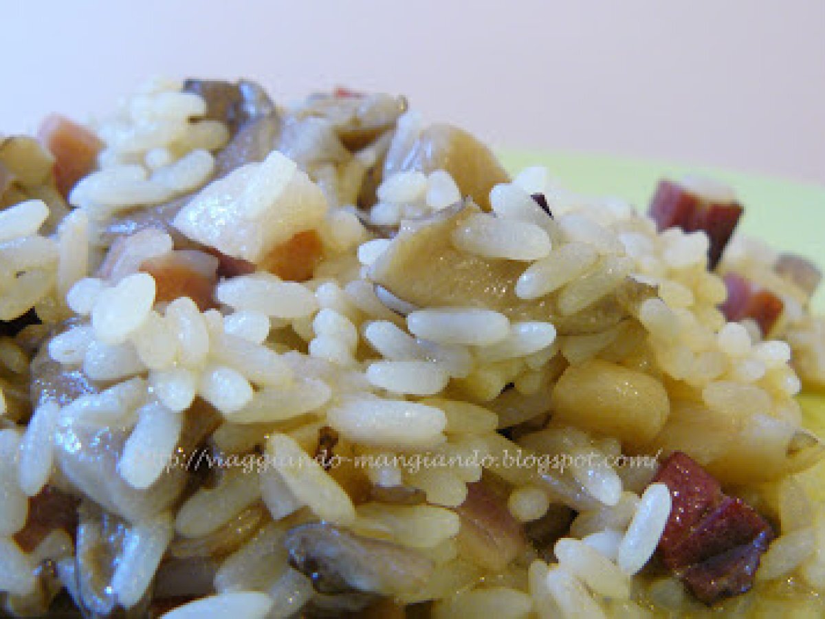 RISOTTO CON FUNGHI, SPECK E CIPOLLA ROSSA