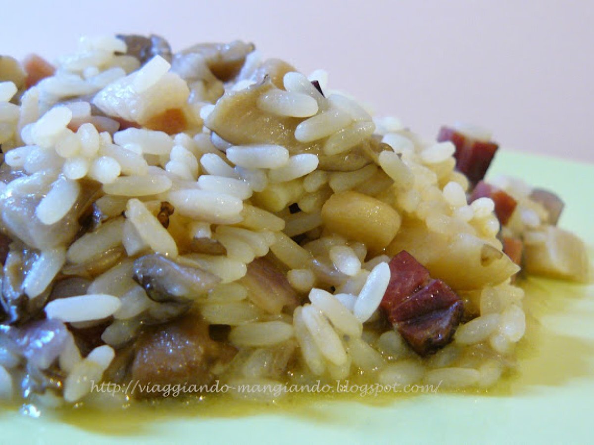 RISOTTO CON FUNGHI, SPECK E CIPOLLA ROSSA - foto 2