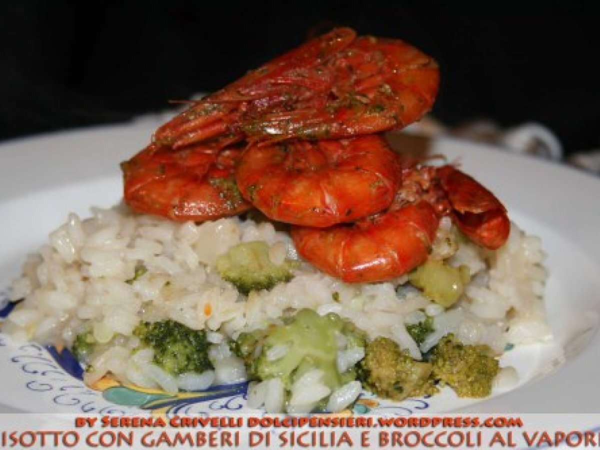 Risotto con gamberi rossi e broccoli