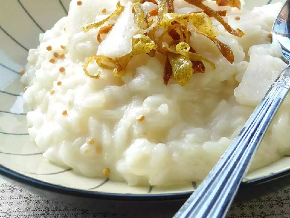 Risotto con le pere e grani di senape