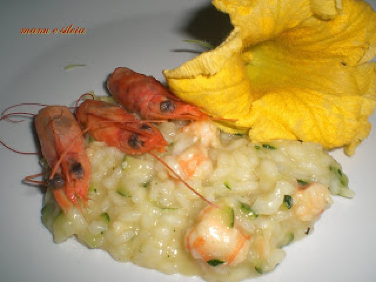 Risotto con mazzancolle e julienne di zucchine