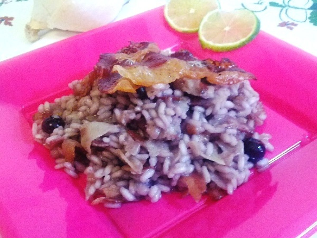 Risotto con mirtilli e guanciale al profumo di lime