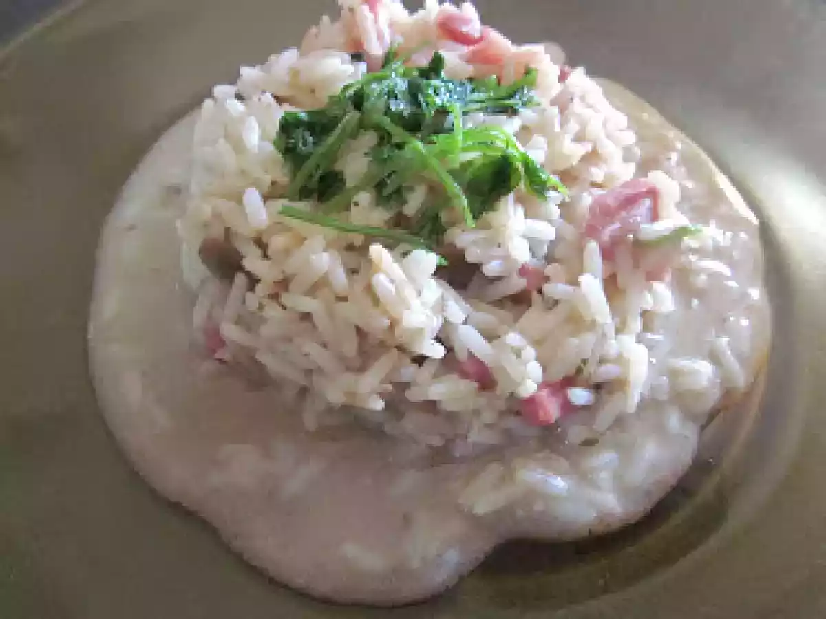 RISOTTO CON PANCETTA E VELLUTATA DI FUNGHI