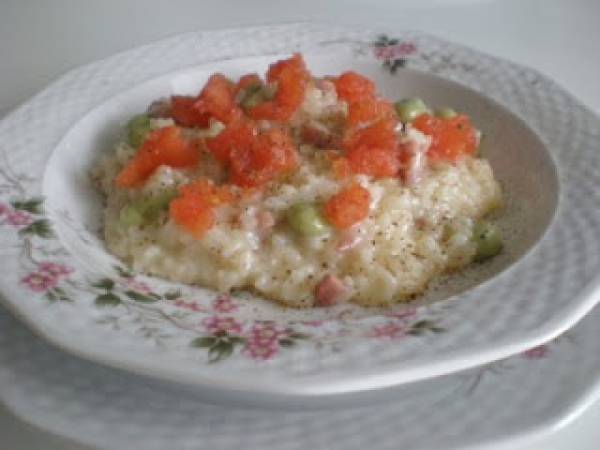 Risotto con pancetta, fave e pecorino