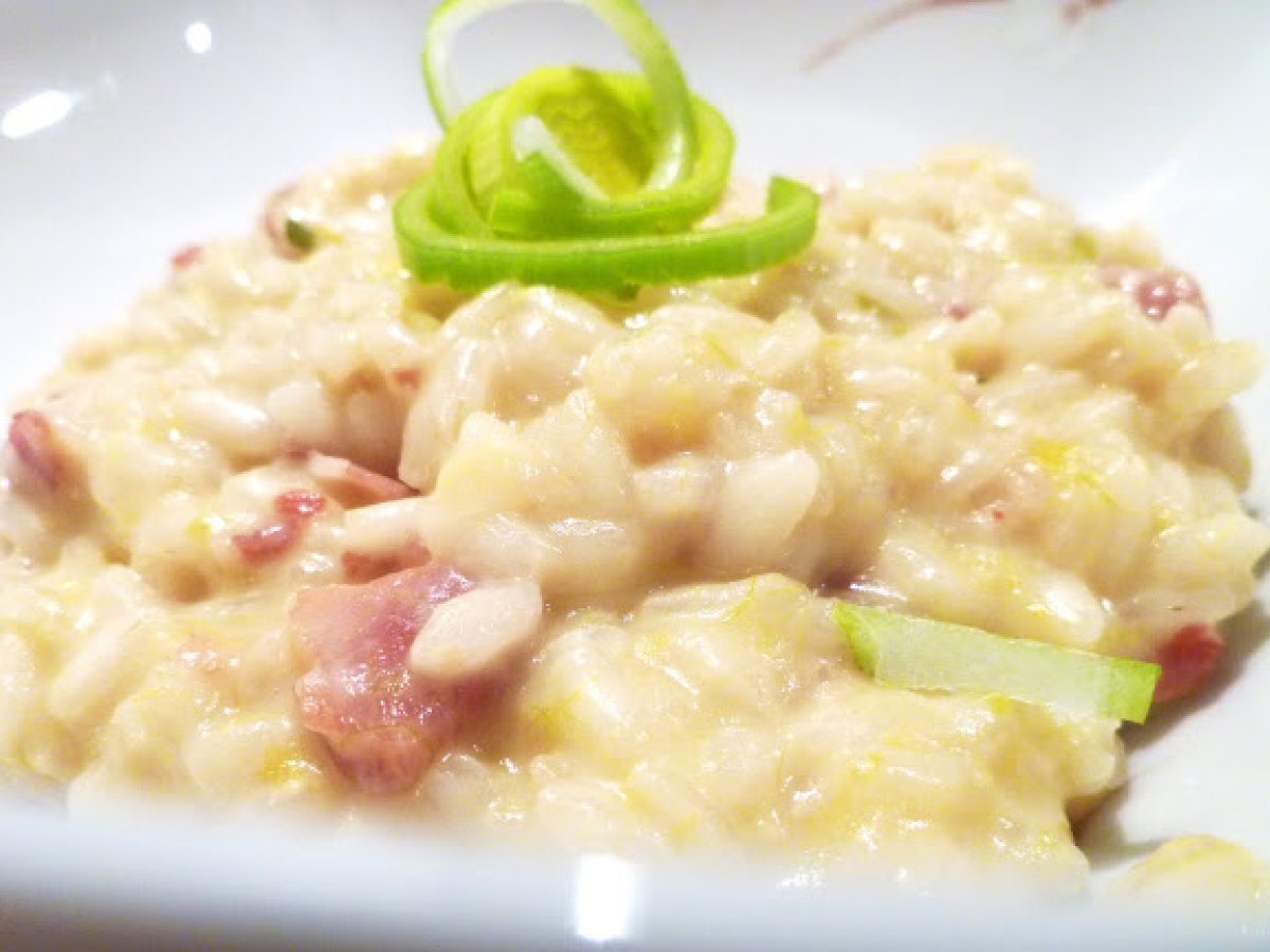 risotto con porri e pancetta