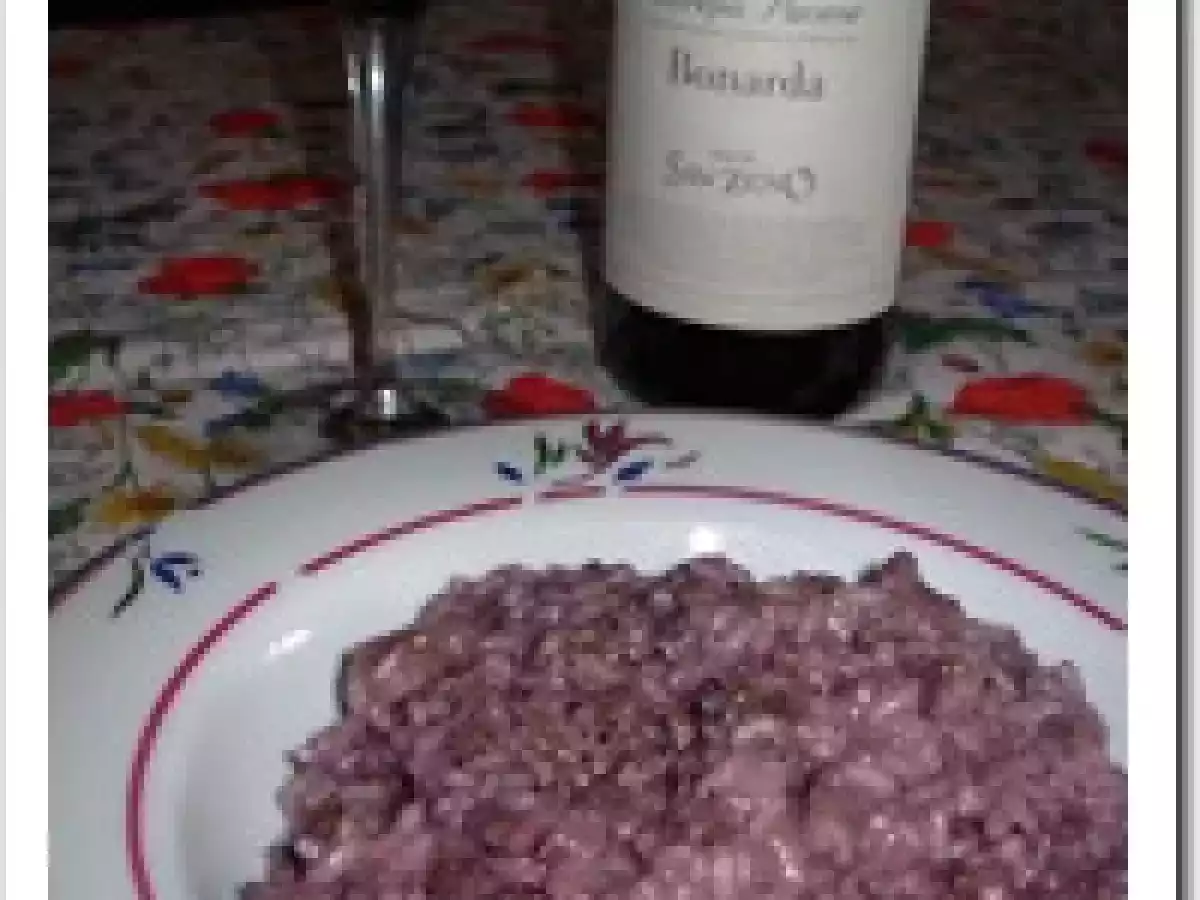 Risotto con pasta di salame e Bonarda