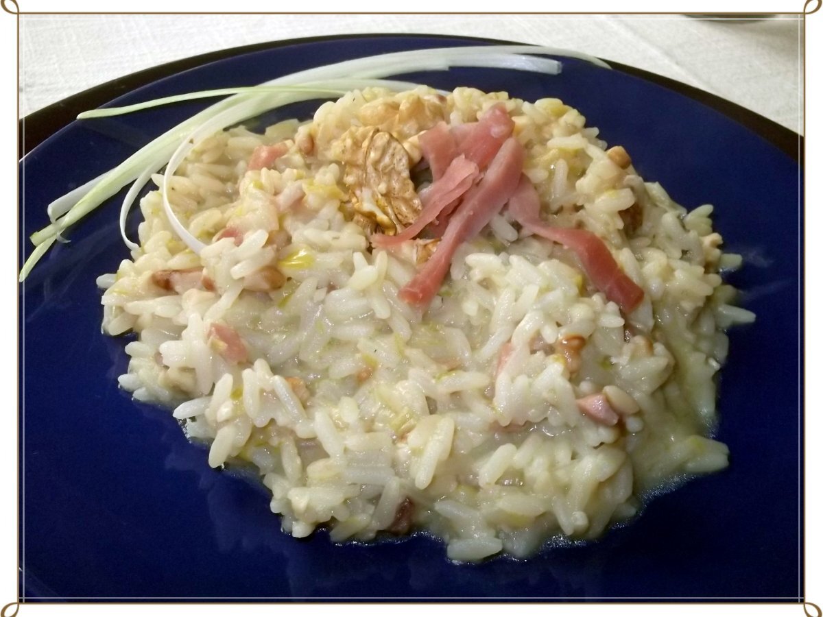 Risotto con pere speck e noci