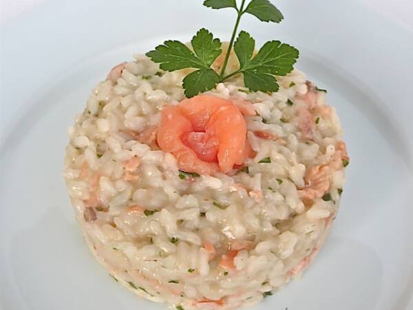 Risotto con salmone affumicato