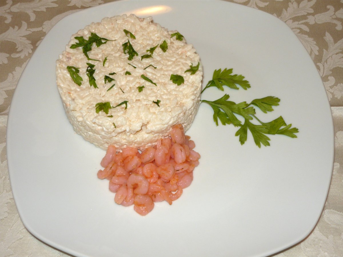 Risotto con salmone e gamberetti