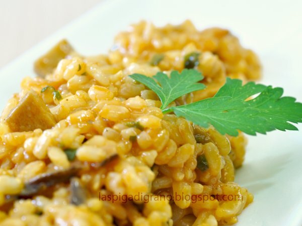 Risotto con seitan e funghi porcini