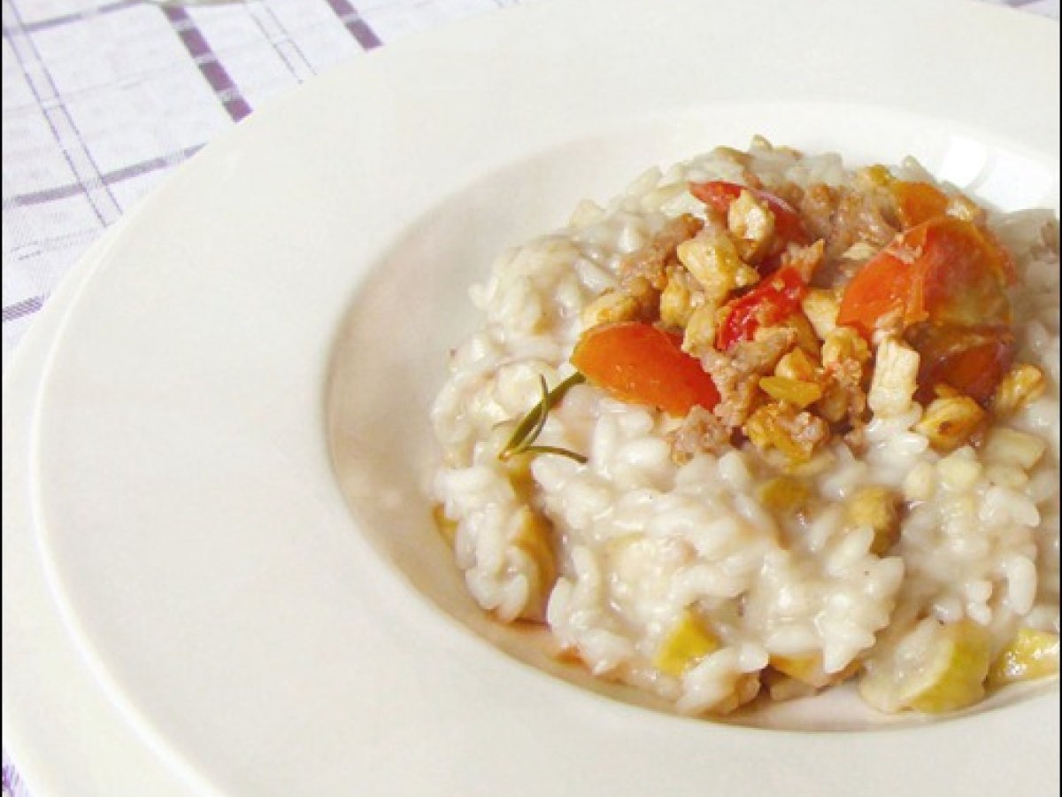 Risotto di castagne con ragù di maiale al rosmarino e formaggio di fossa