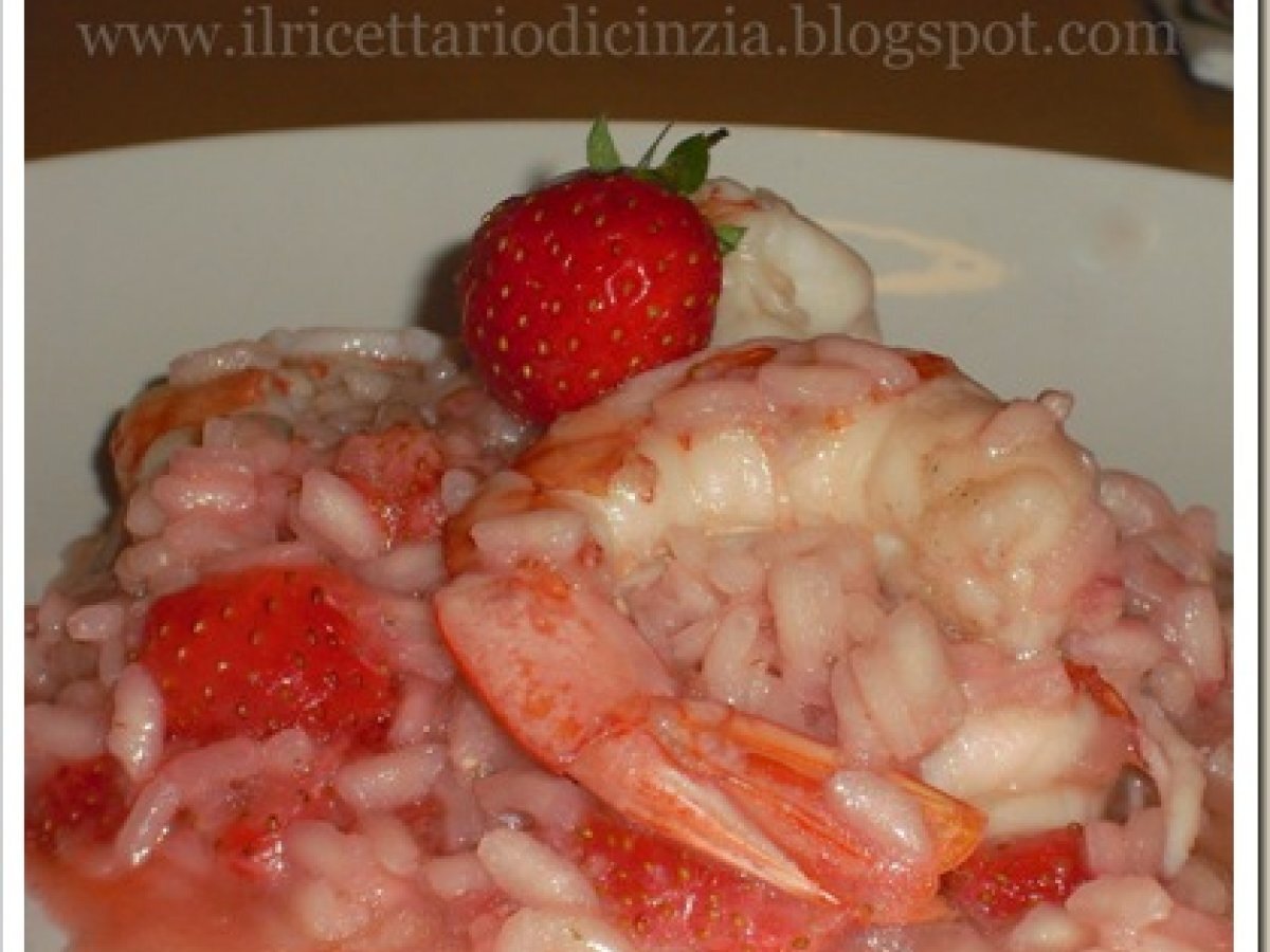 Risotto fragole e gamberoni