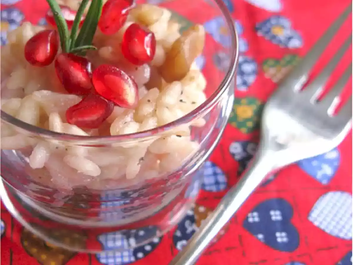 RISOTTO GRANA, MELAGRANA E NOCI