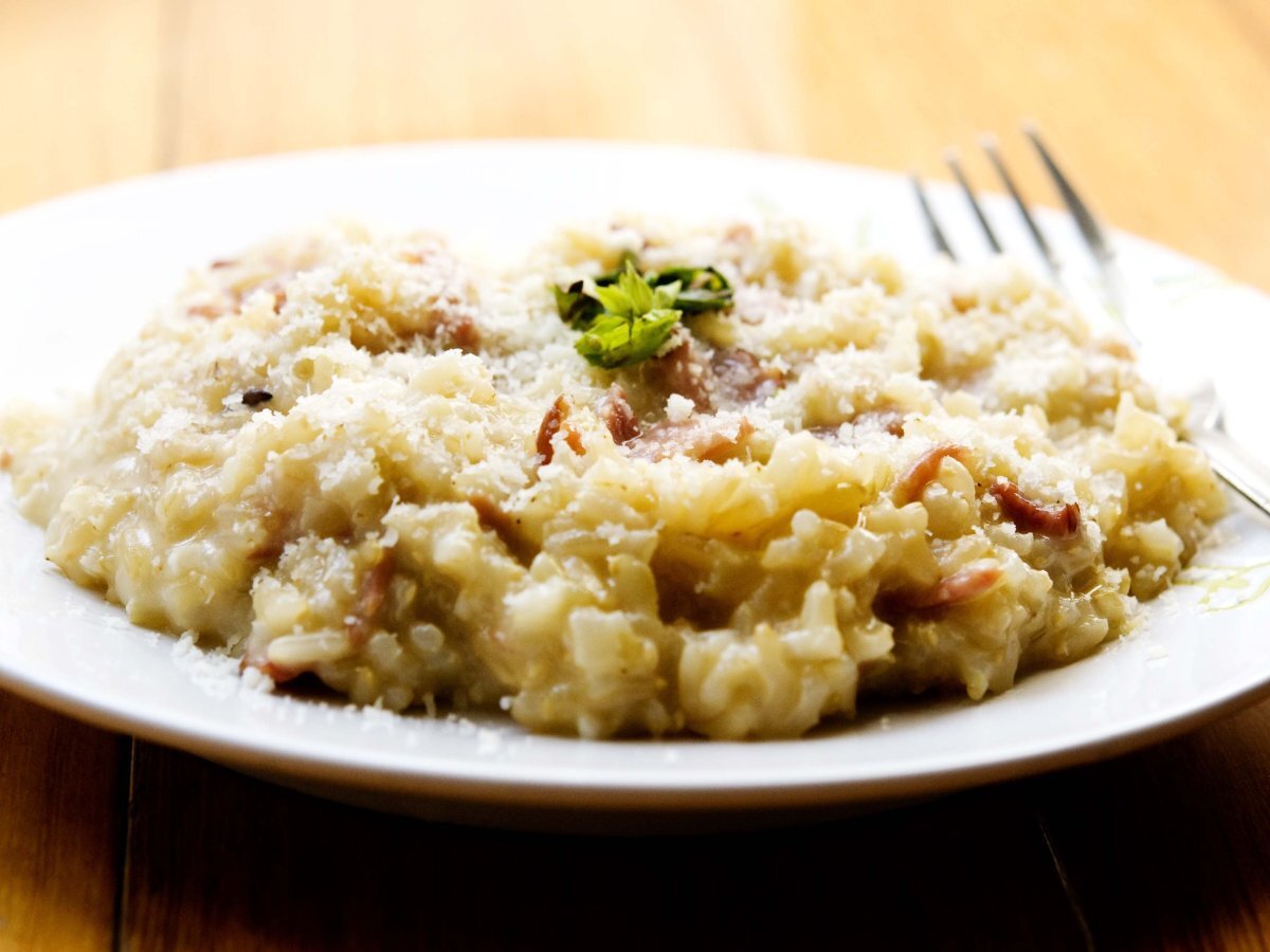 Risotto integrale allo speck e caprino