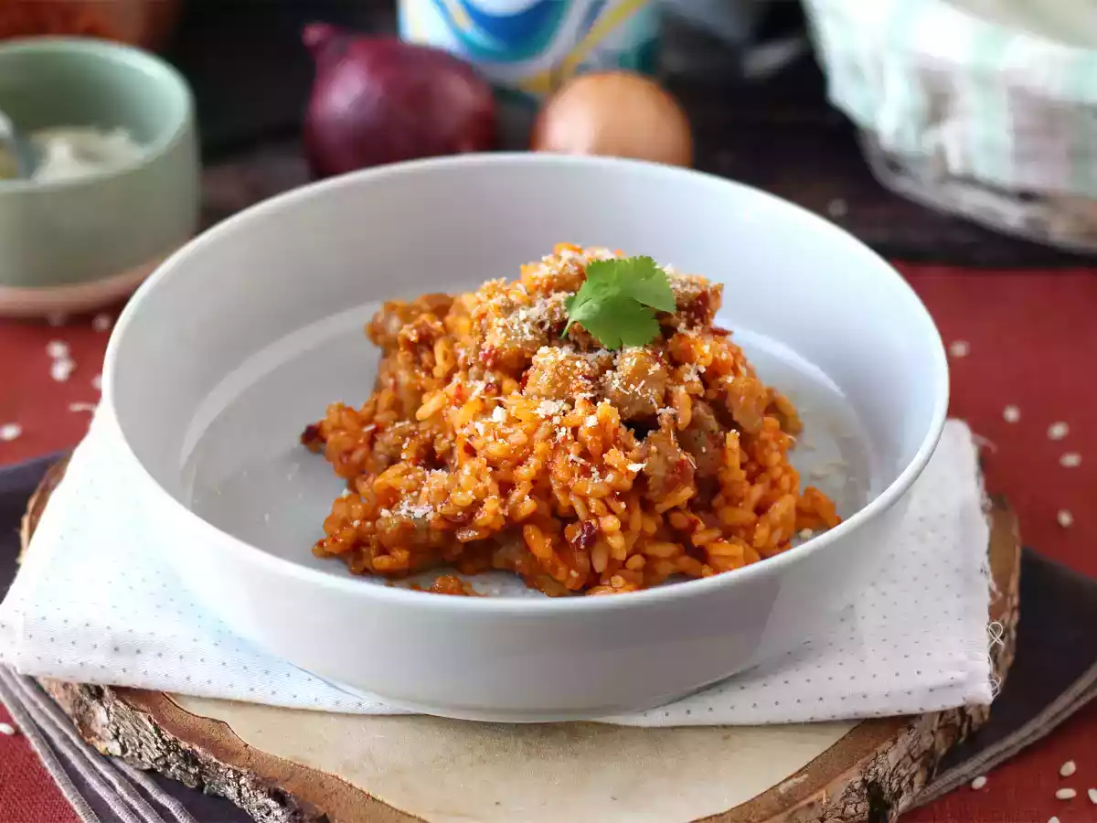 Risotto 'nduja e salsiccia, un primo piatto dal gusto intenso - foto 2