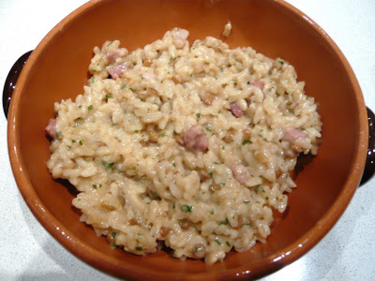 Risotto pancetta e lenticchie