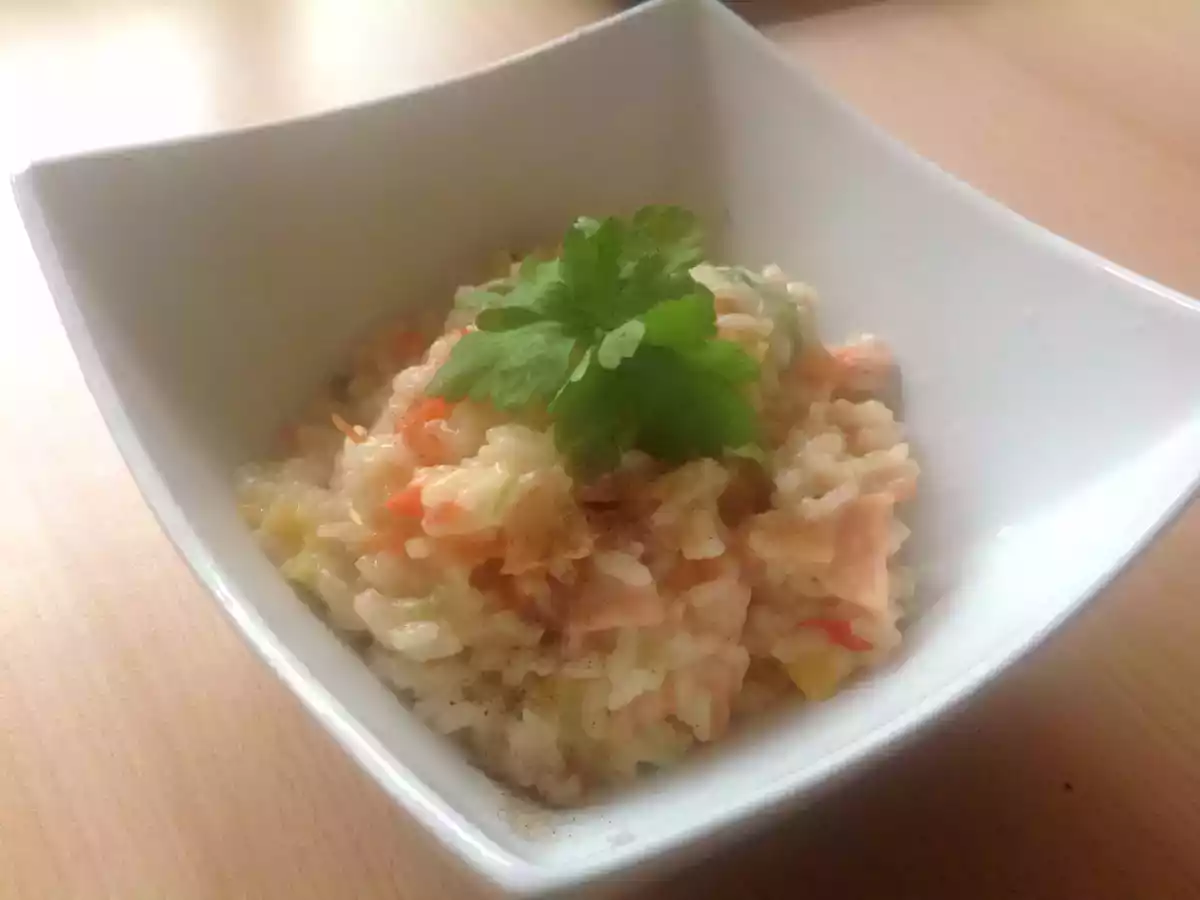 Risotto peperoni e salmone