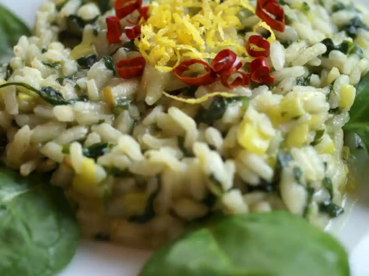 Risotto porri e spinaci