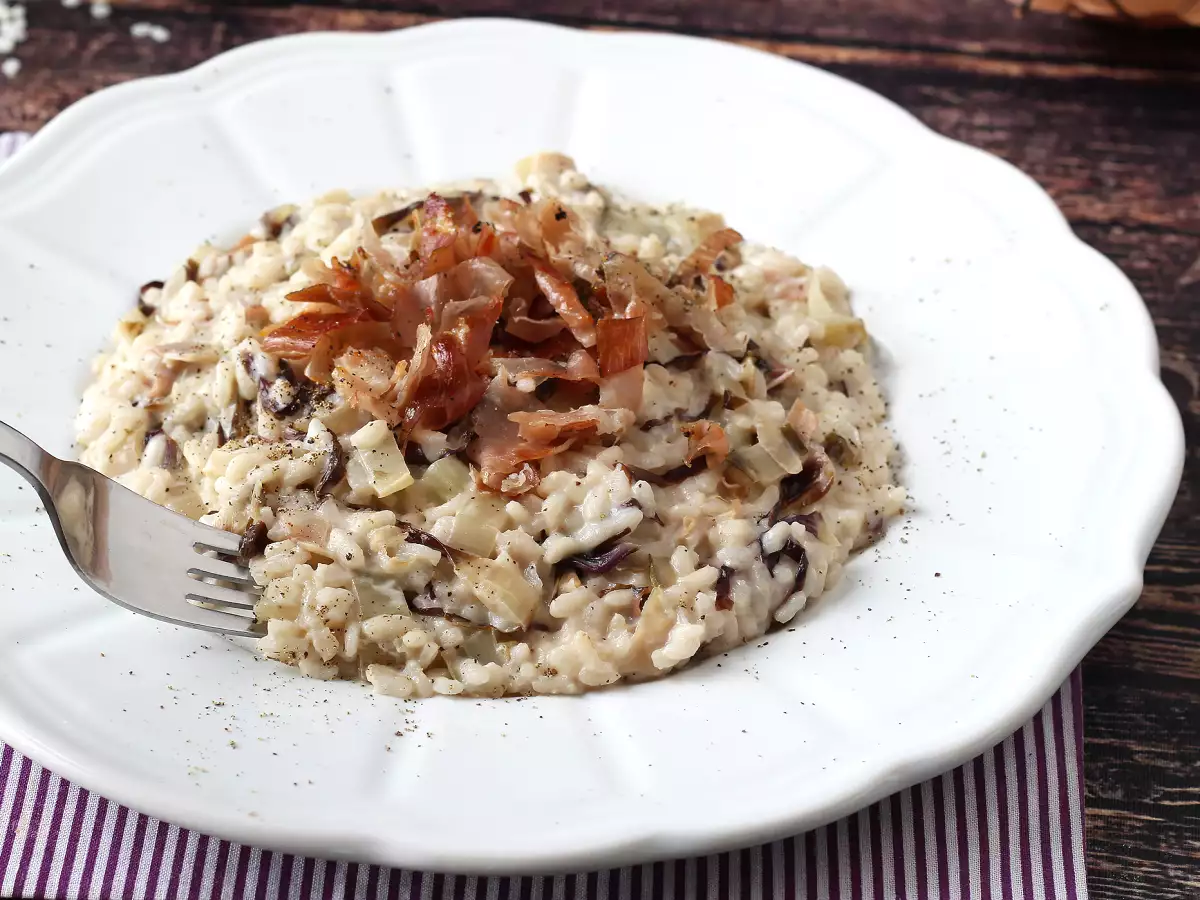 Risotto radicchio, speck e philadelphia cremoso e saporito