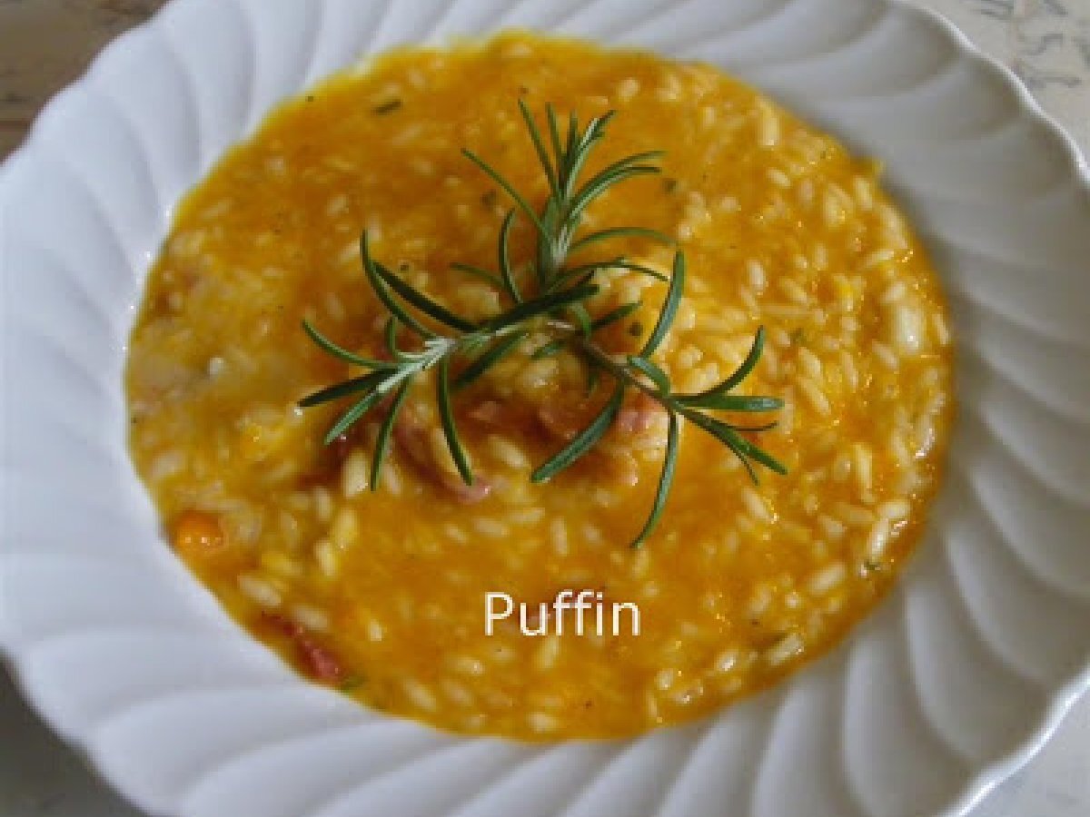 Risotto zucca, gorgonzola e speck