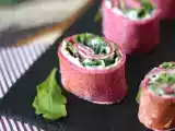 Rotolini di crepes alla barbabietola con ricotta e rucola, foto 2