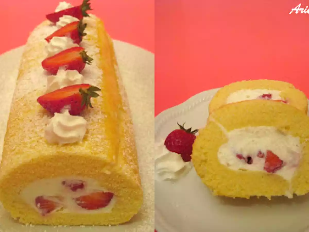 Rotolo di pasta biscotto con ricotta e fragole - foto 4