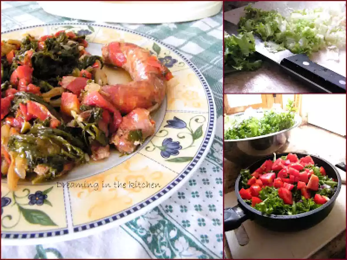 Salsiccia con scarola e pomodori - foto 2