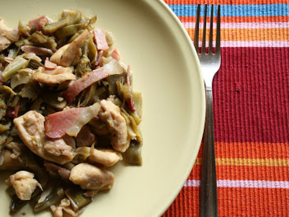 Sauté di pollo con carciofi e speck