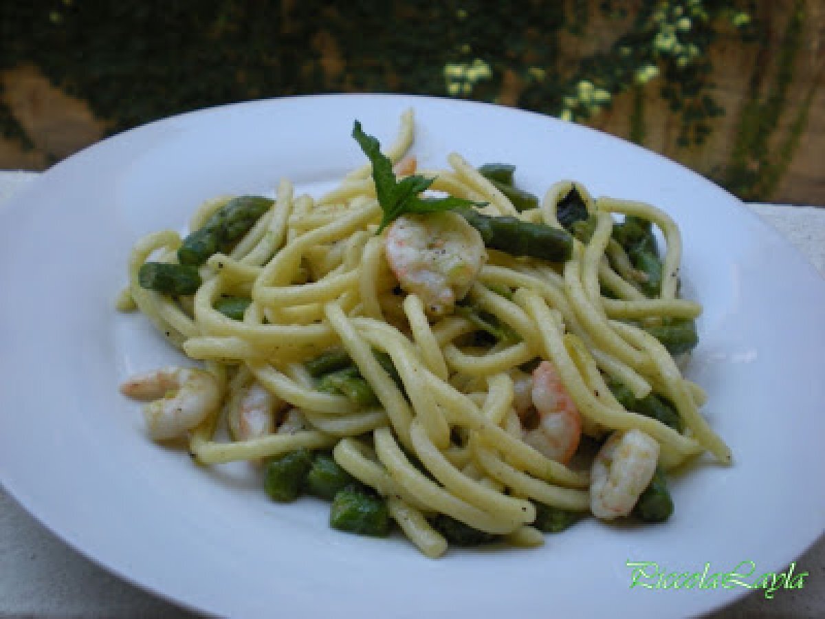 Scialatielli con Asparagi, Gamberi e Menta - foto 3