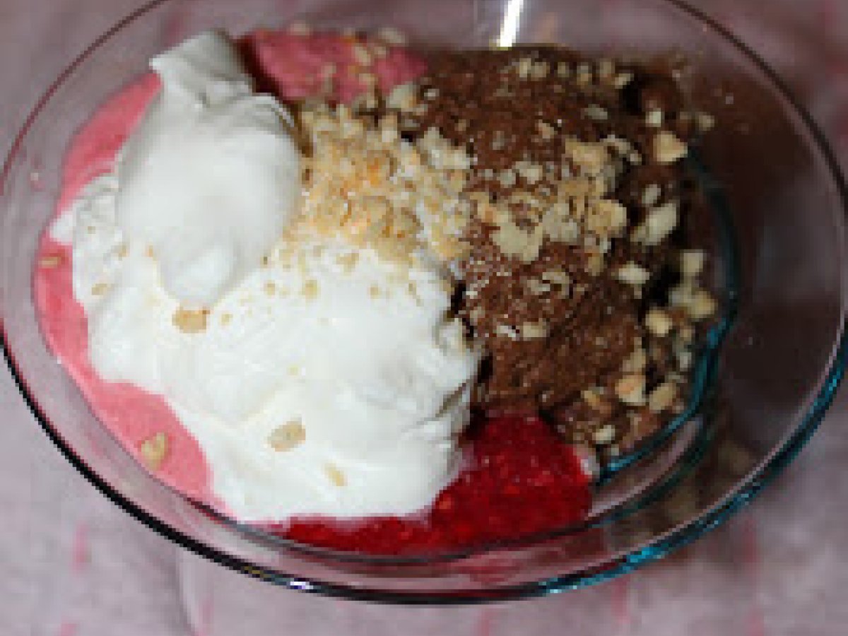 Semifreddo al cioccolato con coulis di lamponi