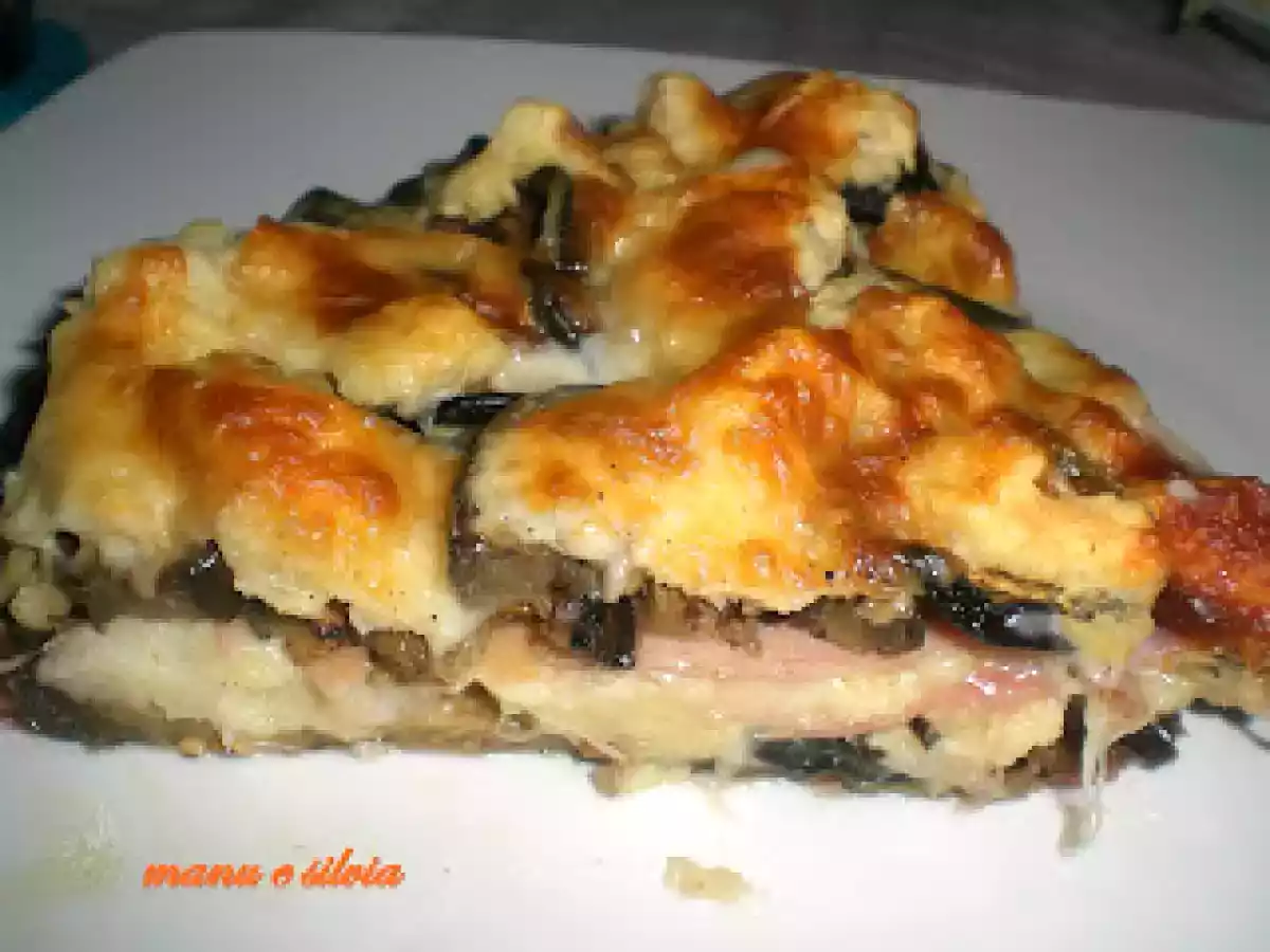 Sformato di melanzane, speck e scamorza al crisp