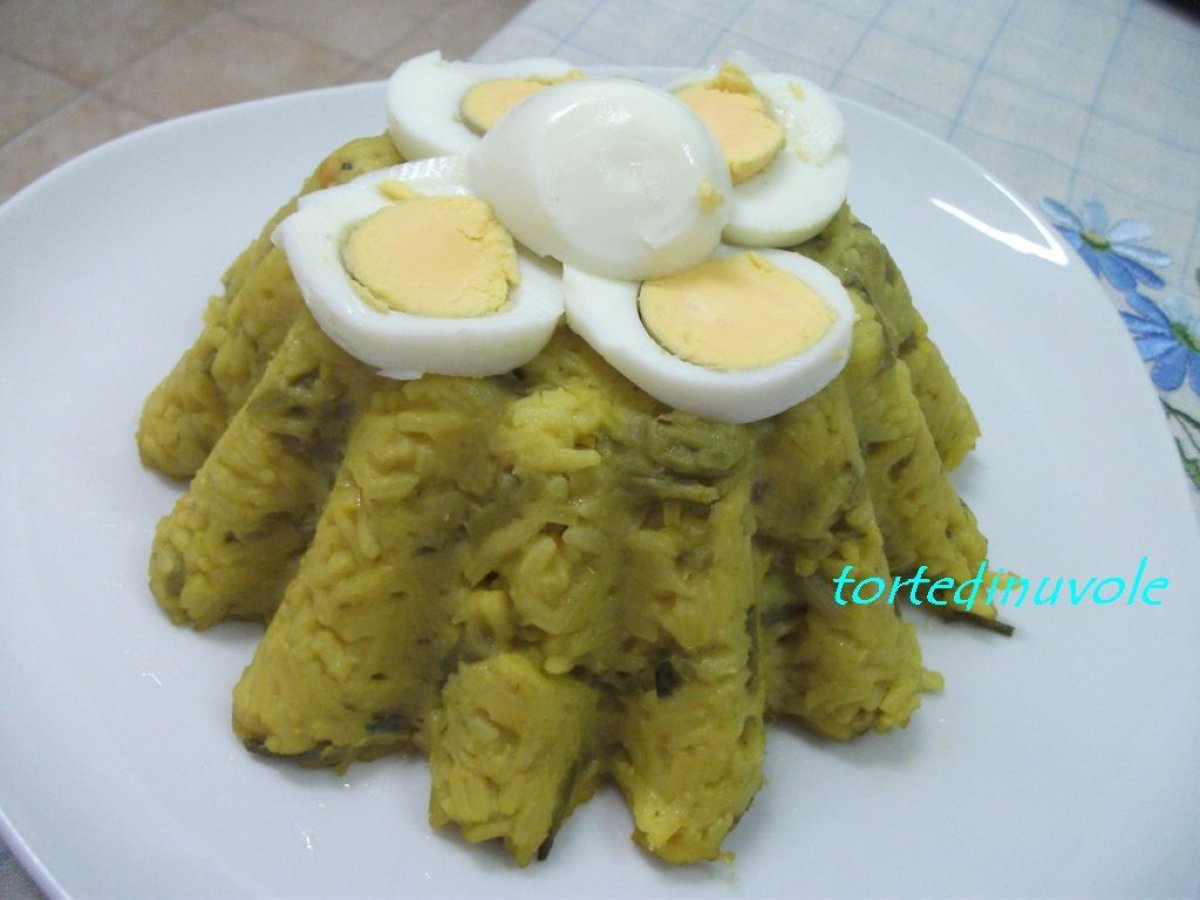Sformato di riso con asparagi e zafferano