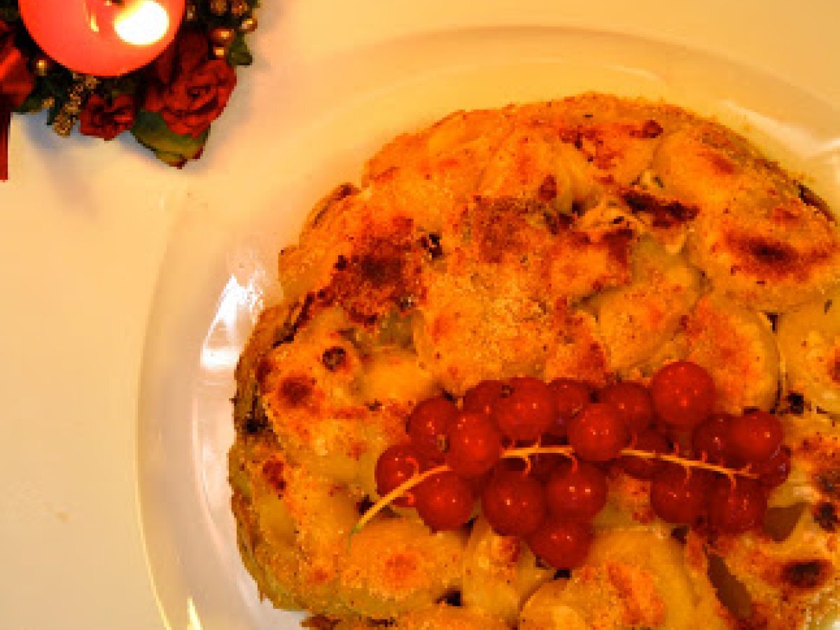 Sformato natalizio con cappone, castagne e funghi