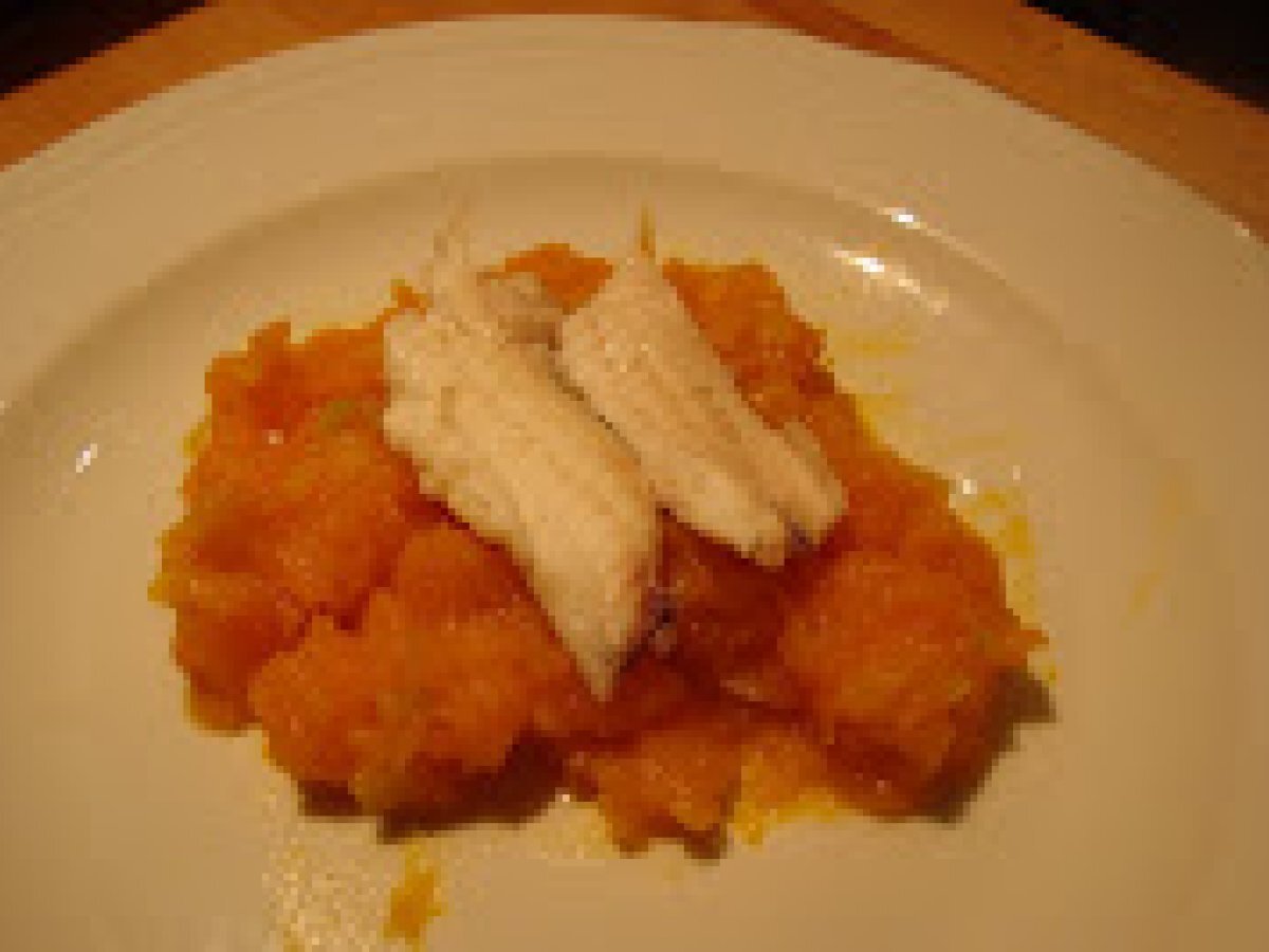 SOGLIOLE CON CREMA DI ZUCCA E PORRI