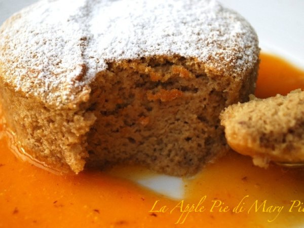 Soufflé di castagne su salsa di cachi