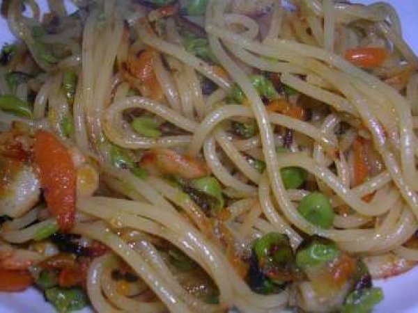 Spaghetti ai gamberetti in salsa di soia, foto 3